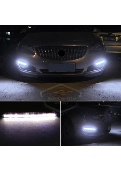 Selamlamalı Kayar Sinyalli Araba Gündüz Farı Esnek Gündüz Ledi Drl LED Lamba Güçlü Işık Açılış Animasyonlu 12V Su Geçirmez Sarı Beyaz 2 Adet 27.5 cm ONG125