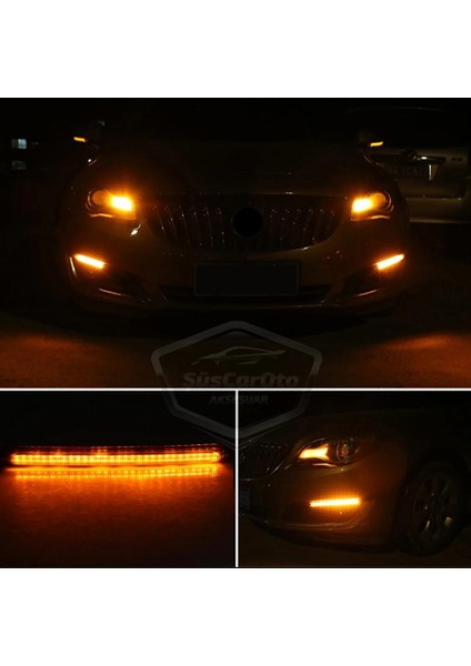 Selamlamalı Kayar Sinyalli Araba Gündüz Farı Esnek Gündüz Ledi Drl LED Lamba Güçlü Işık Açılış Animasyonlu 12V Su Geçirmez Sarı Beyaz 2 Adet 27.5 cm ONG125