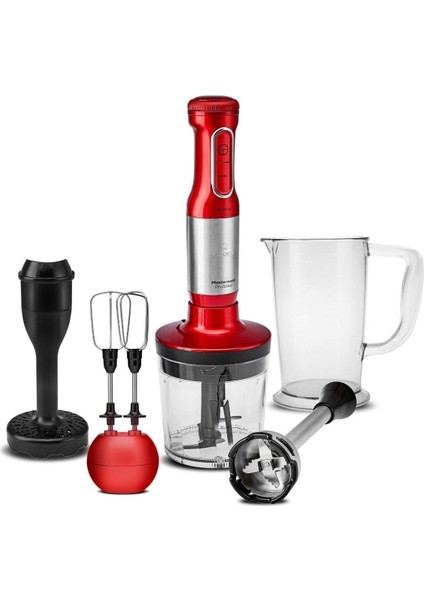 Uzun Ayaklı Blender Seti, 6 Bıçak, Inox, 2000 W, Kırmızı Renk