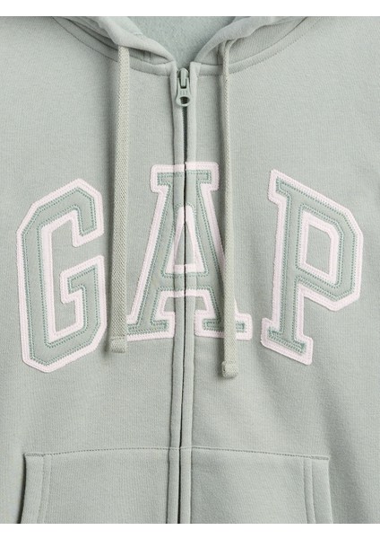 Kadın Açık Yeşil Gap Logo Fleece Fermuarlı Sweatshirt modelleri