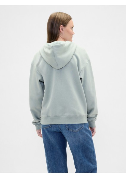 Kadın Açık Yeşil Gap Logo Fleece Fermuarlı Sweatshirt fırsatları