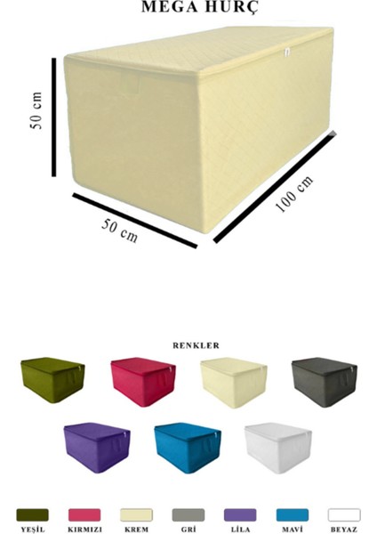 Mega Boy Yorgan Döşek Yatak Hurcu Kalın Tela Kumaş Hurç 100 x 50 x 50 cm