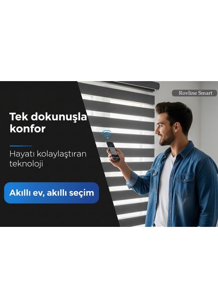 Zaman Ayarlı, Sesle ve Telefonla Kontrol Edilebilen Motorlu Kumandalı Stor Perde