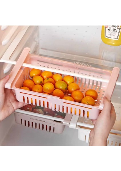 2 Adet Buzdolabı Düzenleyici Çekmece – Ayarlanabilir Askılı Saklama Sepeti Meyve, Sebze,yumurta Için