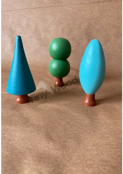 Ahşap Waldorf Orman Seti - 3'lü Ağaç Seti Eğitsel Oyuncak modelleri