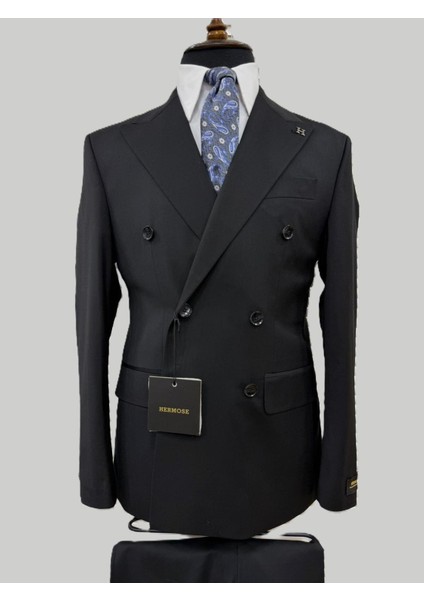 Siyah Kruvaze Modern Fit Takım Elbise | Premium Collection modelleri