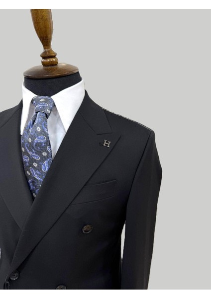 Siyah Kruvaze Modern Fit Takım Elbise | Premium Collection fırsatları