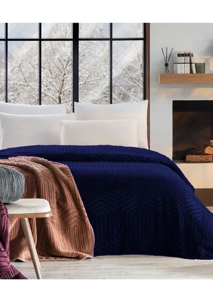Prestige Kalın Embos Tek Kişilik Battaniye (155X220)-LACIVERT