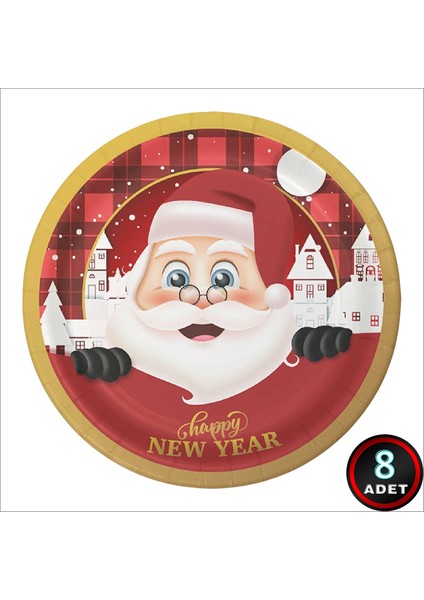 Yılbaşı Noel Baba Karton Tabak - 22CM x 8 Adet fiyatları