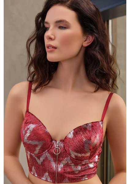 Kadife Balenli Destekli Dolgulu Parlak Baskılı Fermuar Detaylı Büstiyer ve Pantolon Pijama Takı fiyatları