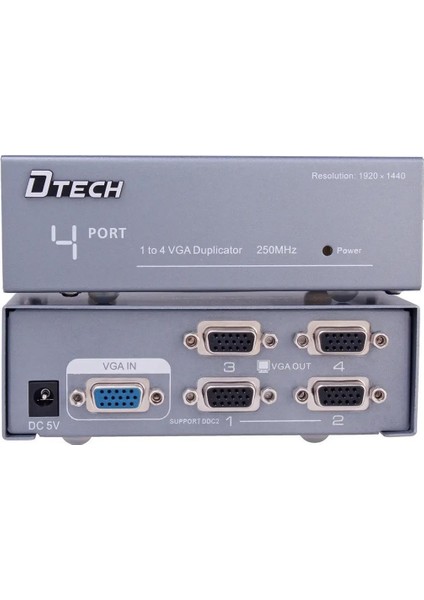 250MHZ 1to4 VGA Splitter Dağıtıcı Monitör Çoklayıcı