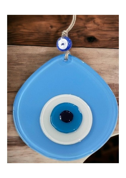 Mavi Nazar Boncuklu Açık Mavi Renk Nazar Boncuklu Damla Desen El Yapımı Duvar Süsü modelleri