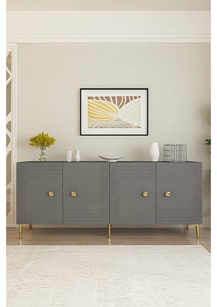 KA1805A - Lessi Konsol, Kahve Köşesi ve Tv Sehpası 180 cm Antrasit