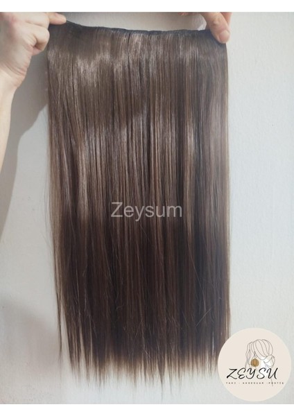 Kestane Kahverengi Yarımay Düz Çıtçıtlı Postiş 60 cm 120GR Isıya Dayanıklı fiyatları