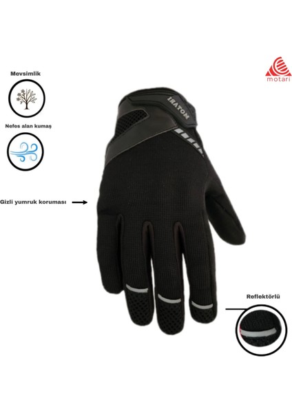 Motosiklet Eldiveni, Yumruk ve Avuç Içi Korumalı, Reflektörlü Nefes Alabilir Tasarım, 3 Mevsimlik fiyatları
