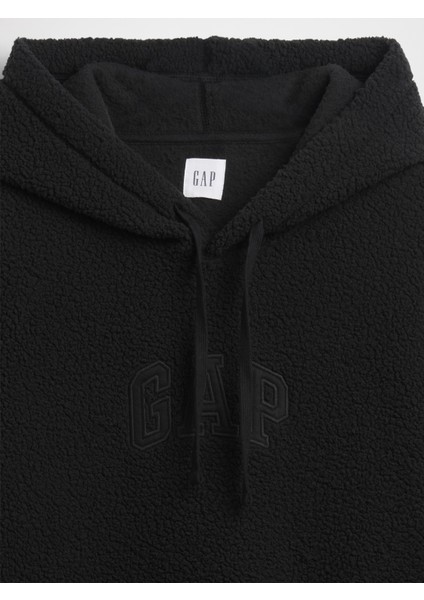 Erkek Siyah Relaxed Gap Logo Sherpa Knit Sweatshirt modelleri