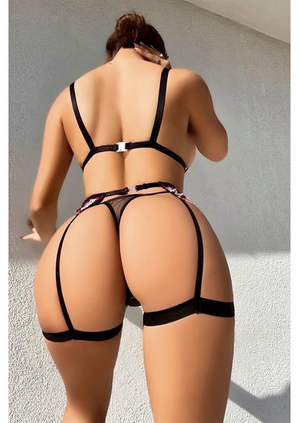 Arias Closet Fantezi Bacak Bantlı Çiçek Desenli Sütyen Külot Takım fiyatları