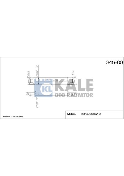 Turbo Radyatörü (Intercooler) Opel Corsa D 75PS (450X97X52) Al/pl/brz