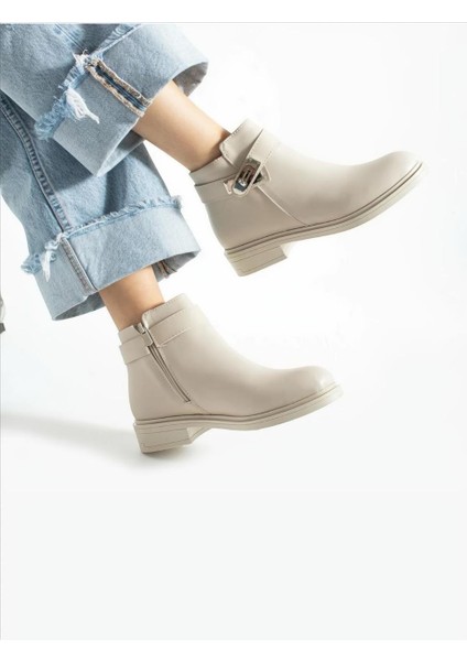 Günlük Kadın Deri Bot Fermuarlı Tokalı Yarım Kaymaz Taban modelleri