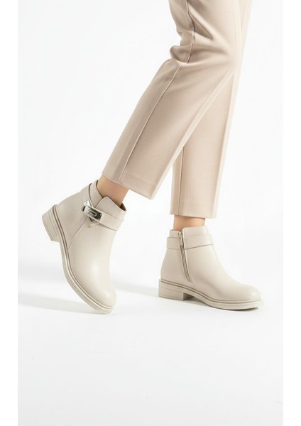 Günlük Kadın Deri Bot Fermuarlı Tokalı Yarım Kaymaz Taban indirimleri