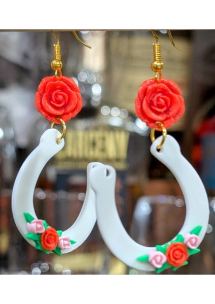 Nallı Gül Küpeler