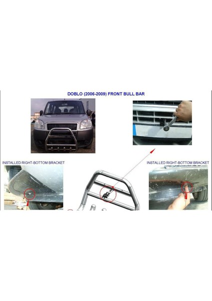 Fıat Doblo 1999-2006 Uyumlu Yüksek Ön Koruma Ara Borulu ve Yazı Saclı Emperor D modelleri