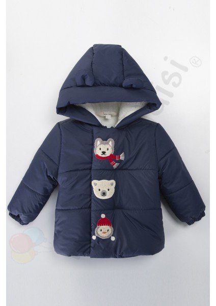 Su Geçirmez Içi Kürklü Peluş Fermuarlı Kalın Kapüşonlu Şişme Kar Kışlık Erkek Bebek Mont Çocuk Kaban