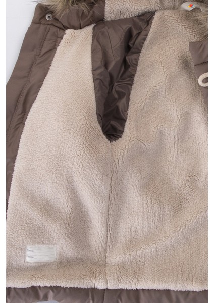 Yeni Varaklı Peluş Kürklü Fermuarlı Kapitone Kapüşonlu Kar Şişme Kışlık Erkek Bebek Mont Çocuk Kaban fırsatları