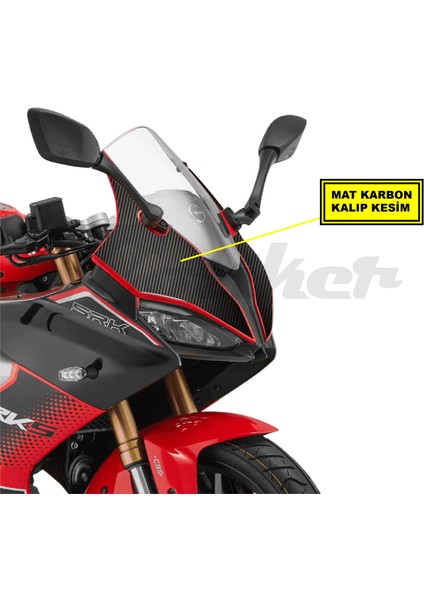 Qjmotor Rks SRK125R Ön Kafa Mat Karbon Sticker Kaplama Etiket Modeli