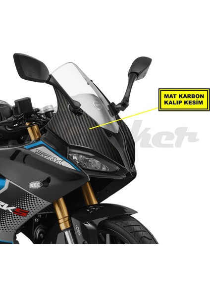 Qjmotor Rks SRK125R Ön Kafa Mat Karbon Sticker Kaplama Etiket Modeli fiyatları