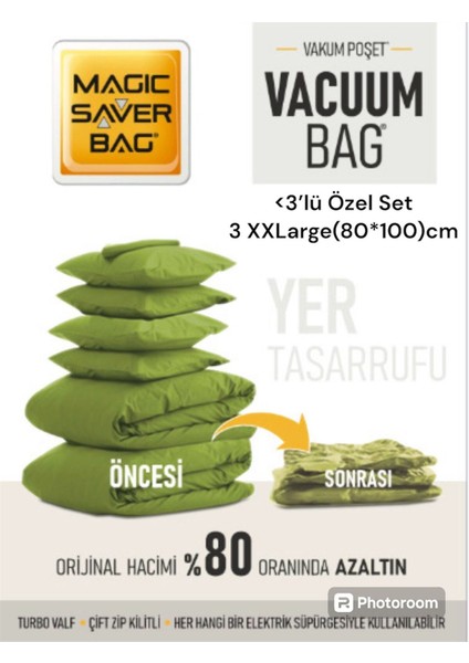 Yeşil Vakumlu Hurç Yorgan Seti 3'lü, Gardırop ve Valiz Düzenleyici