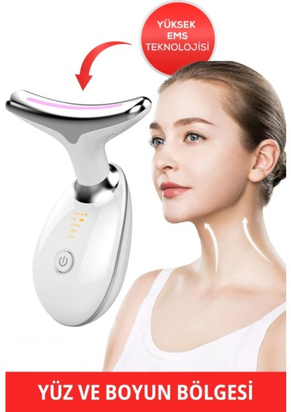 3 Modlu Yüz ve Boyun Ems Güzellik Masaj Cihazı- Gıdı, Sarkma Karşıtı Şarjlı