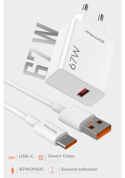 SOFFANYSY-067 Type-C 67 Watt Turbo Hızlı Şarj Aleti Xiaomi,realme,oppo (67W Destekleyen Type-C Cihazlar)