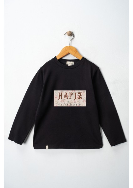 Kız Çocuk Uzun Kollu Bisiklet Yaka "hafız, Kuran Yolcusu" Baskılı Tişört Mevsimlik Pamuklu