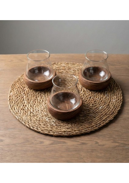 3'lü Ahşap Altlıklı Borosilikat Cam Çay Sunum Seti ve Hasır Altlık (7 Parça) indirimleri