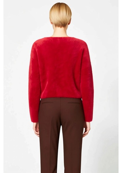 Kadın Yumuşak Dokulu Mücevher Düğmeli Bisiklet Yaka Uzun Kollu Triko Hırka Rahat Şıklık Şık indirimleri