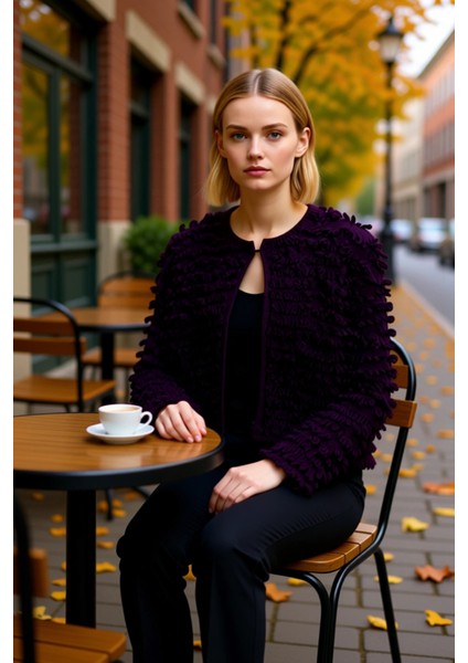 Kadın Dokulu Bisiklet Yaka Regular Kalıp Uzun Kollu Triko Hırka Günlük Şıklık ve Konfor Sunar fiyatları