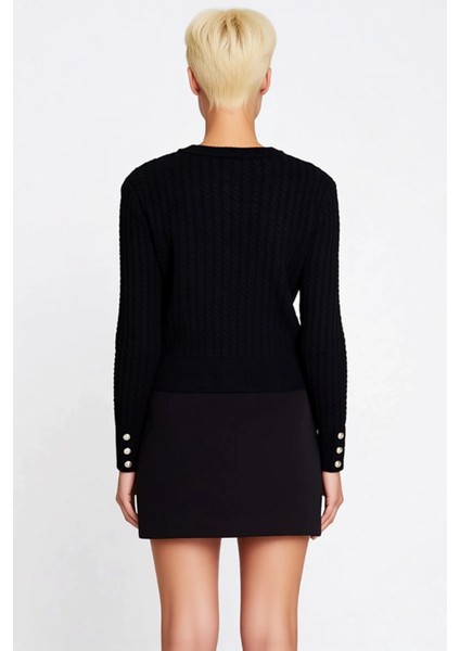 Kadın Incili Örgü Detaylı Crop Kesim Vücudu Saran Yumuşak Dokulu Şık Triko Hırka Ceket Spor indirimleri