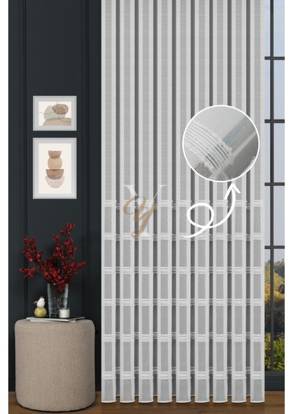 9205 Tül Perde V-02 Gümüş