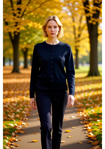 Kadın Giyim Koleksiyonu Düğme Detaylı Uzun Kollu Triko Hırka Günlük Tamamlayan Bir Parça Şık