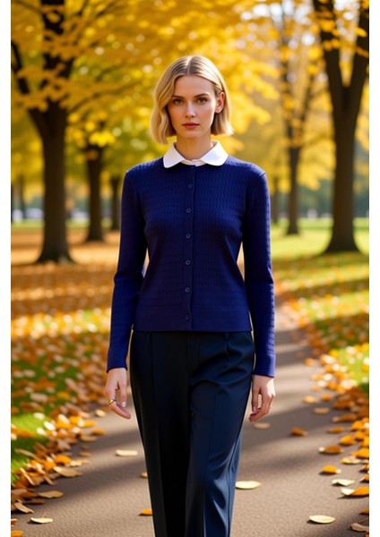 Kadın Merserize Görünümlü Saç Örgü Triko Hırka Fonksiyonel Dayanıklı Kaliteli Konforlu Şık