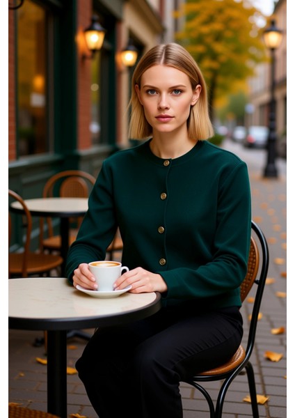 Kadın Basic Ceket Görünümlü Fitilli Triko Hırka Crop Kesim Uzun Kollu Bisiklet Yaka Günlük Şıklık fiyatları