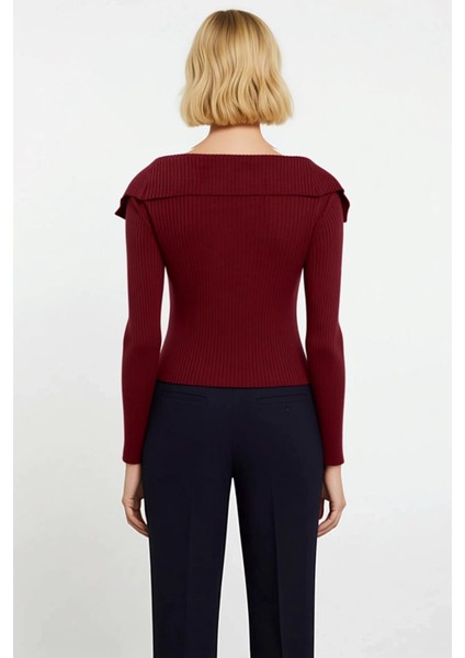 Kadın Devrik Yaka Fitilli Triko Hırka Uzun Kollu Crop Kesim Rahat ve Şık Kombinlerin Vazgeçilmezi indirimleri