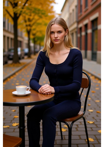 Kadın Fitilli Kare Yaka Uzun Kollu Düğmeli Triko Hırka Günlük Şıklık ve Konfor Sunan Çok Yönlü Bir fiyatları