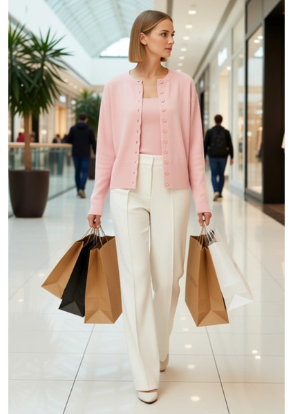 Kadın Premium Iplik Bisiklet Yaka Hırka ve Kare Yaka Bluz Triko Takım Modern Kesim Konforlu Şık modelleri