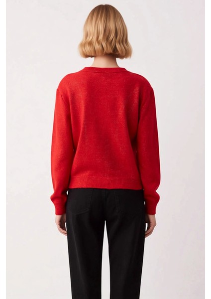 Kadın Yumuşak Dokulu Kalp Desenli Nakış Işlemeli Triko Hırka Günlük Şıklık ve Sunan Tasarım indirimleri