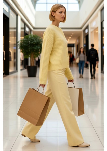 Kadın Yumuşak Dokulu Rahat Kesim Bisiklet Yaka Düz Desen Uzun Kollu Triko Hırka Fonksiyonel modelleri