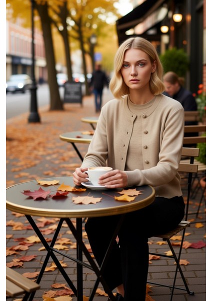Kadın Bisiklet Yaka Düz Desen Triko Hırka Bluz Takımı Rahat ve Şık Bir Görünüm Fonksiyonel fiyatları