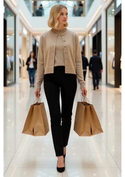 Kadın Bisiklet Yaka Düz Desen Triko Hırka Bluz Takımı Rahat ve Şık Bir Görünüm Fonksiyonel modelleri