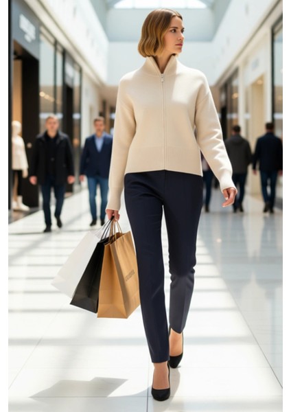 Kadın Yumuşak Dokulu Geniş Kalıp Fermuarlı Triko Hırka Günlük Stilinize Konforlu ve Şık Bir Dokunuş modelleri